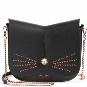 Ted Baker Black Chriss Cat Leather Crossbody Bag